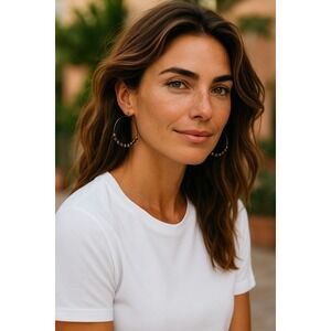 Womens‎ Hoop Earrings Bronze Rhinestone Statement Fashion Jewelry